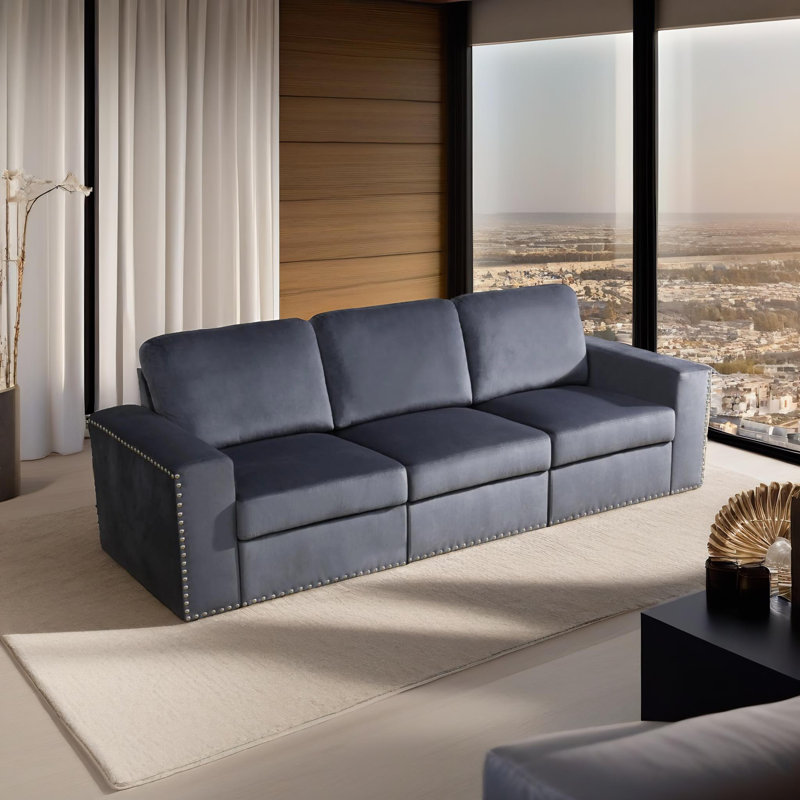 Ensemble de canapé modulaire en microfibre 3 pièces Artisan, Microfibre gris foncé
