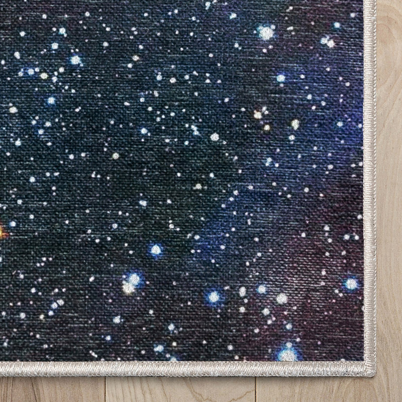 Celestial Space Nebula Modern Abstract Multi Colour Flat-Weave 5'3" x 7'3" Area Rug