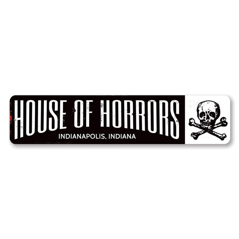 Panneau House of Horrors, H 4 po x l 18 po x P 0,04 po