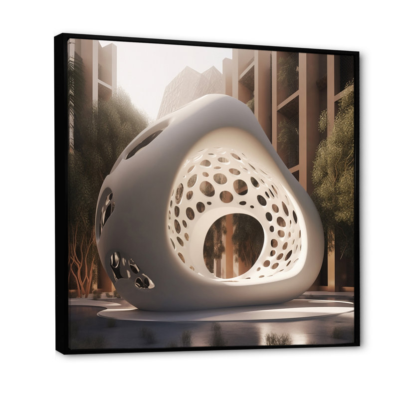 Architectural Flow Sculpture I On Canvas Print, 36" H x 36" W x 1.5" D, Black Floater Framed