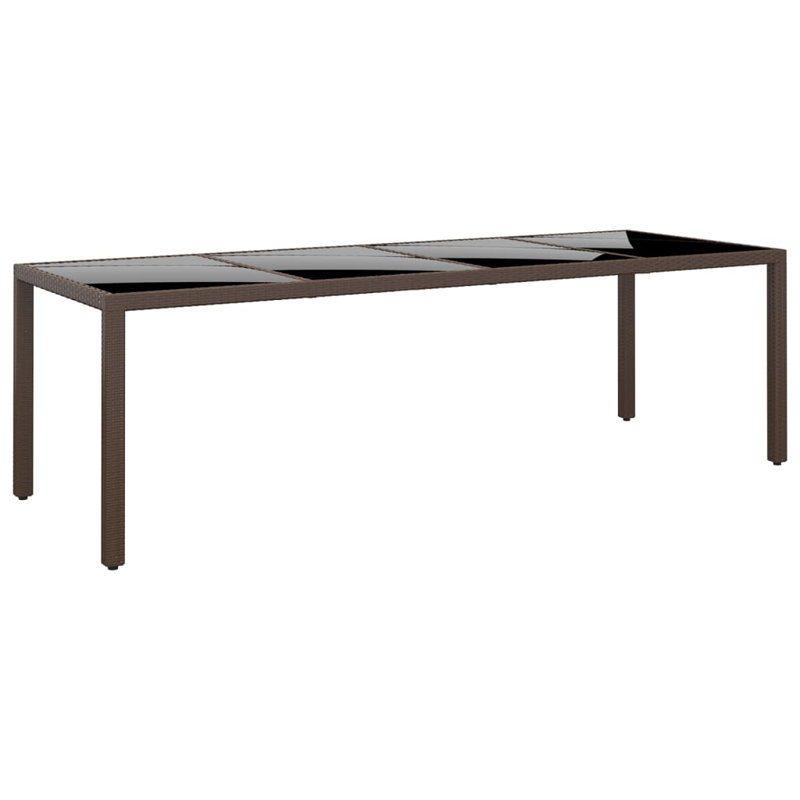 Leighland Rectangular Glass Steel Outdoor Dining Table - 250 cm W 100 cm D, Brown