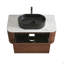 Meuble-lavabo de 30 po avec lavabo, armoire murale en noyer avec porte-serviettes gratuit, lavabo simple en céramique à rayures ovales noires, sans drain et robinet, pré-assemblé-2089333909-2089333910