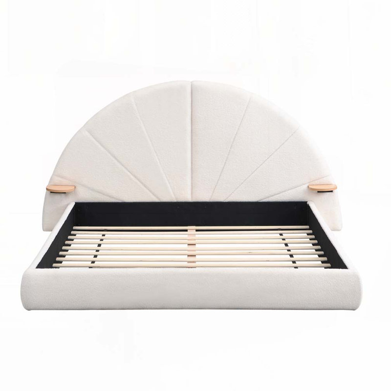 Boucle Fabric Bed with Arched Shaped Headboard