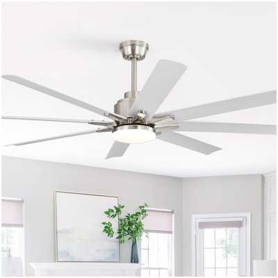 52-Inch Smart Ceiling Fan With Lights,6 Wind Speed,With 8 Black ABS Blades,Voice Remote,Fan For Bedroom,Living Room,Patio,Kitchen,etc