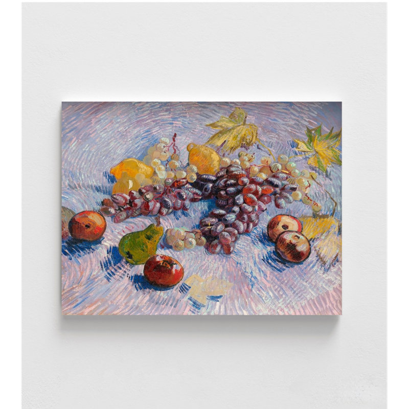 Grapes, Lemons, Pears, And Apples By Vincent Van Gogh, Fruit Oil Painting Print, Food Wall Print, Van Gogh Style Print, Framed Wall Art