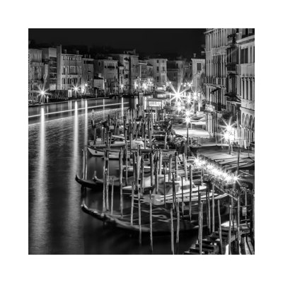 Venice View From Rialto Bridge Monochrome by Melanie Viola - Wrapped Canvas Print