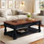 Table basse à plateau rétro avec rangement pour le salon, le compartiment caché et la tablette inférieure, parfaite pour une utilisation multifonctionnelle et un décor élégant