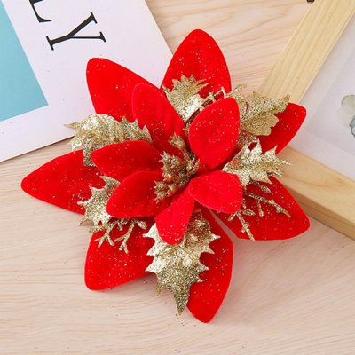 Simulation de Noël, fleurs, décoration de sapin de Noël en couleur, 6 pièces