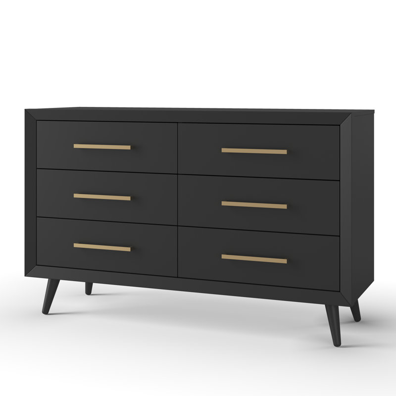 Commode double 6 tiroirs Cranbrook, Noir ébène