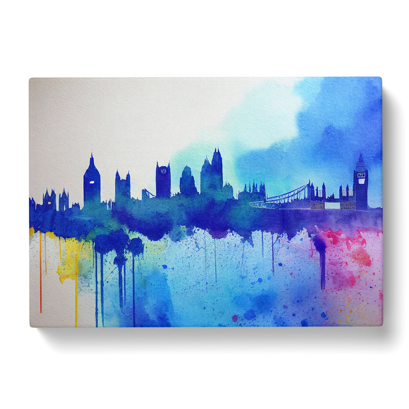 Bold London Skyline Watercolour Vol.4 Abstract - Wrapped Canvas, 40cm H x 60cm W x 3cm D