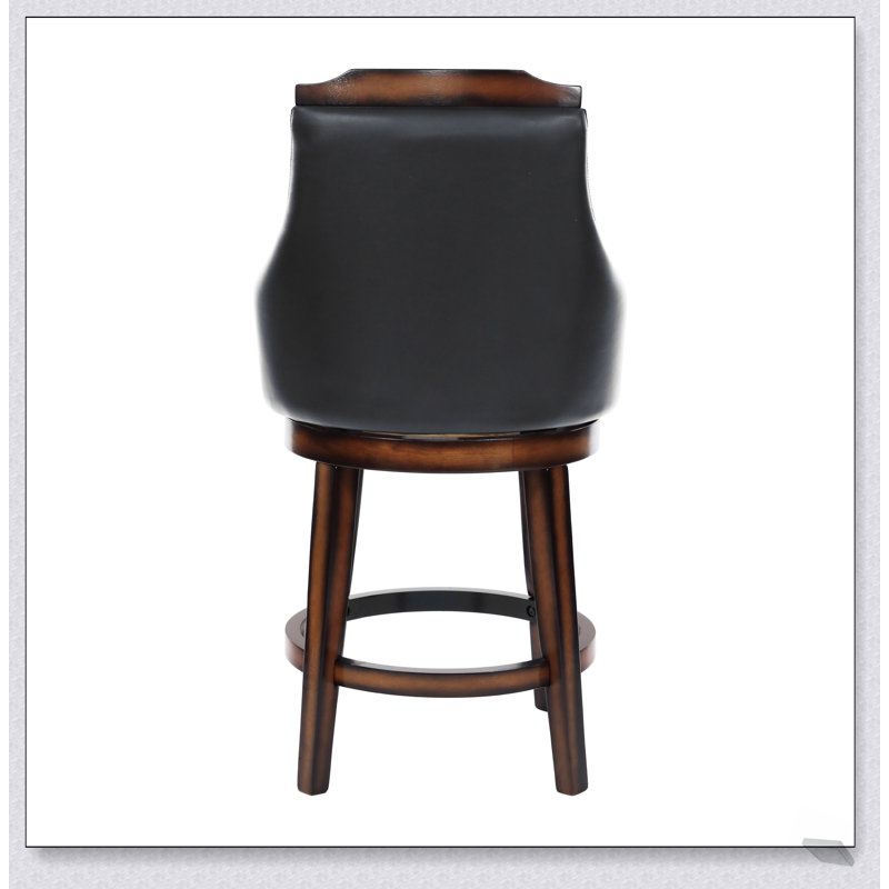 Ensemble de 2 chaises pivotantes à hauteur de comptoir rembourrées en similicuir brun foncé avec rotation à 360 degrés