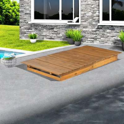 Méridiennes de patio modernes, larges chaises de piscine réglables en bois d'acacia