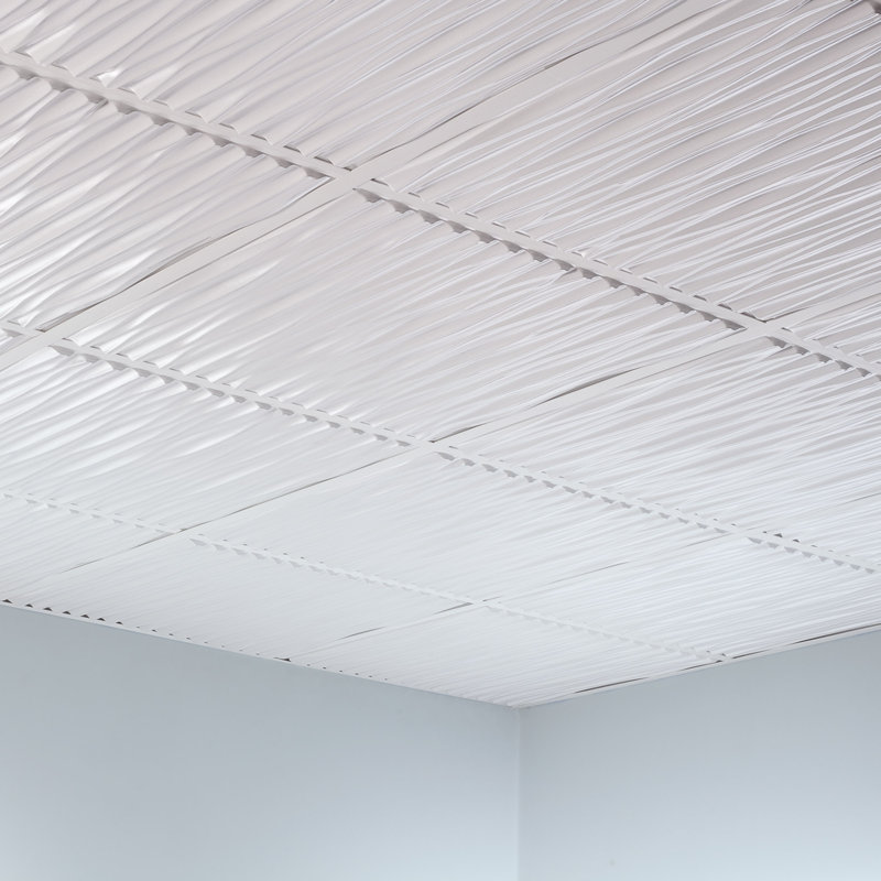 Panneau de plafond décoratif en vinyle FASÄDE Dunes 2 pi x 2 pi, Blanc mat