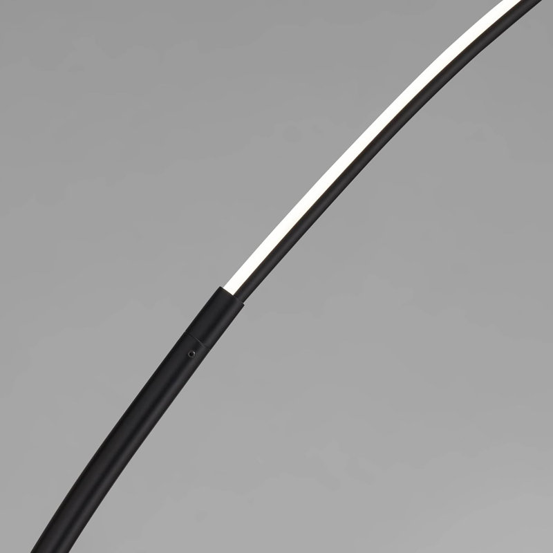 Modern Arc Floor Lamp With Adjustable LED Light Rings - Matte Black Metal Construction For Living Room, Bedroom, Or Office