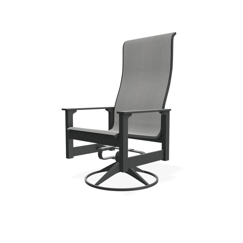 Chaise berçante pivotante en polyester de qualité marine Leeward Sling, Snow, Alliage Sunbrella®