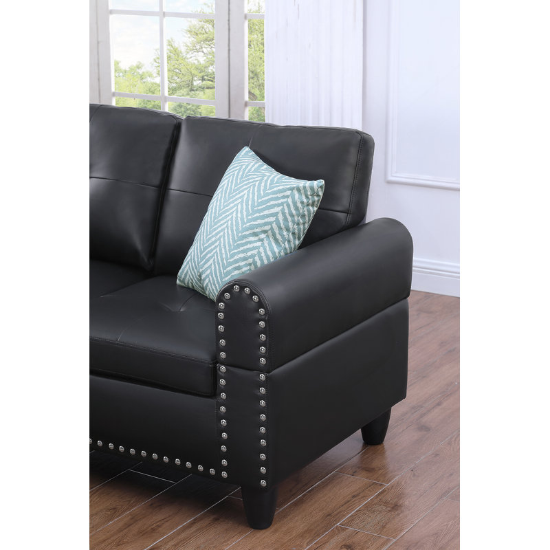Canapé modulaire en similicuir avec repose-pieds