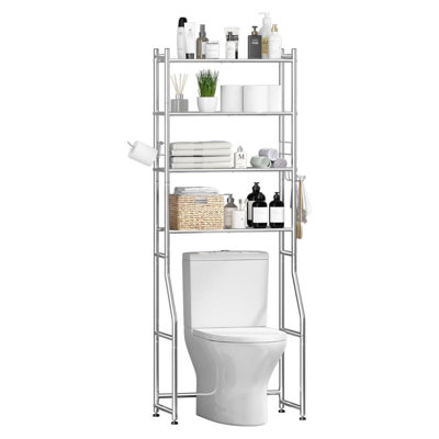 Over The Toilet Storage Cabinet, Metal 4 Tier Bathroom Shelves Over Toilet(Chrome)