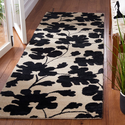 Tapis noir / beige en laine et viscose touffeté à la main Avayah Soho