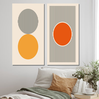 Minimal Late 20S Geometric Primitive Design IV - Ensemble de 2 peintures