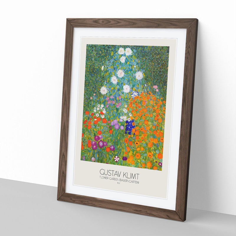 Flower Garden by Gustav Klimt - Framed Print, 36cm H x 27cm W x 2cm D, Walnut Framed