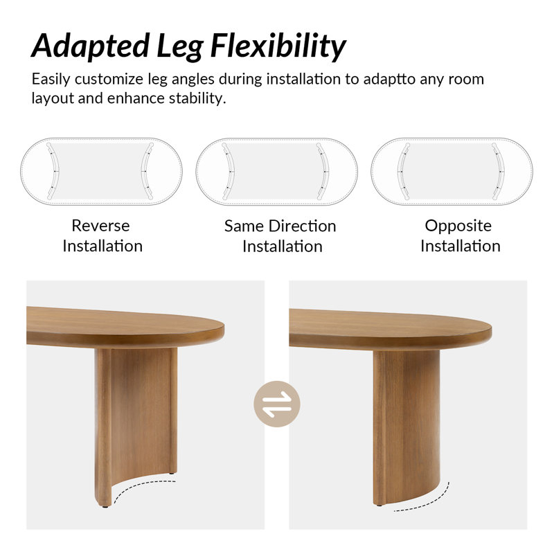 Jesusa Modern 47"W Oval Coffee Table with Solid Wood Adjustable Legs