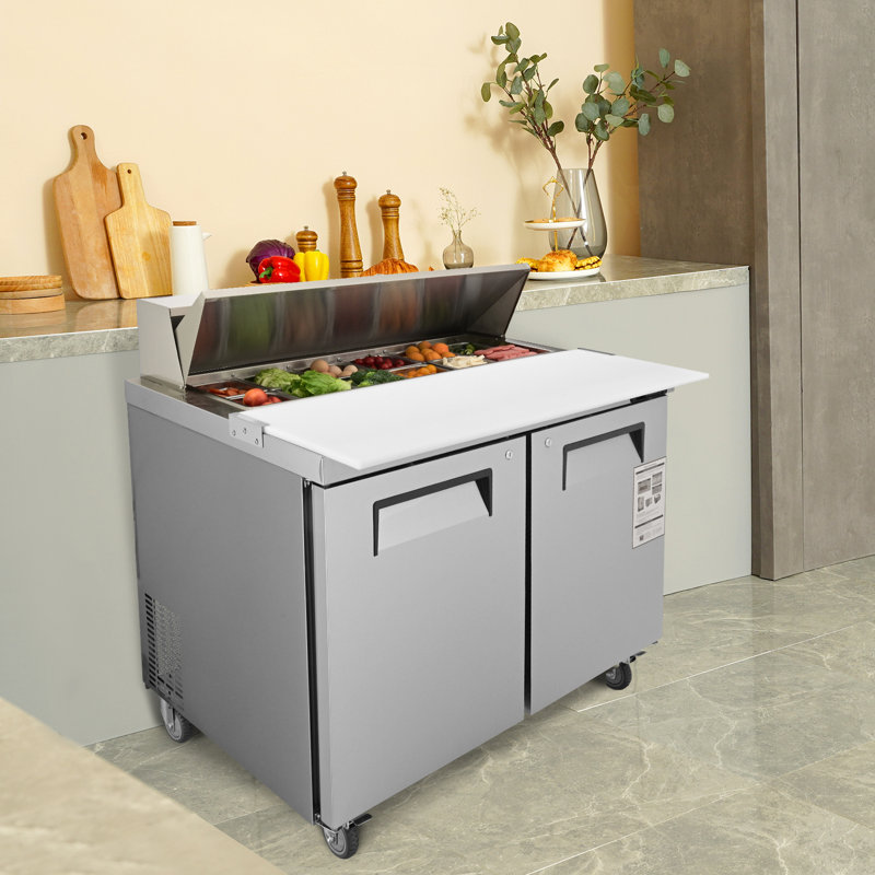 48'' Stainless Steel Double-Door Sandwich Prep Refrigerator