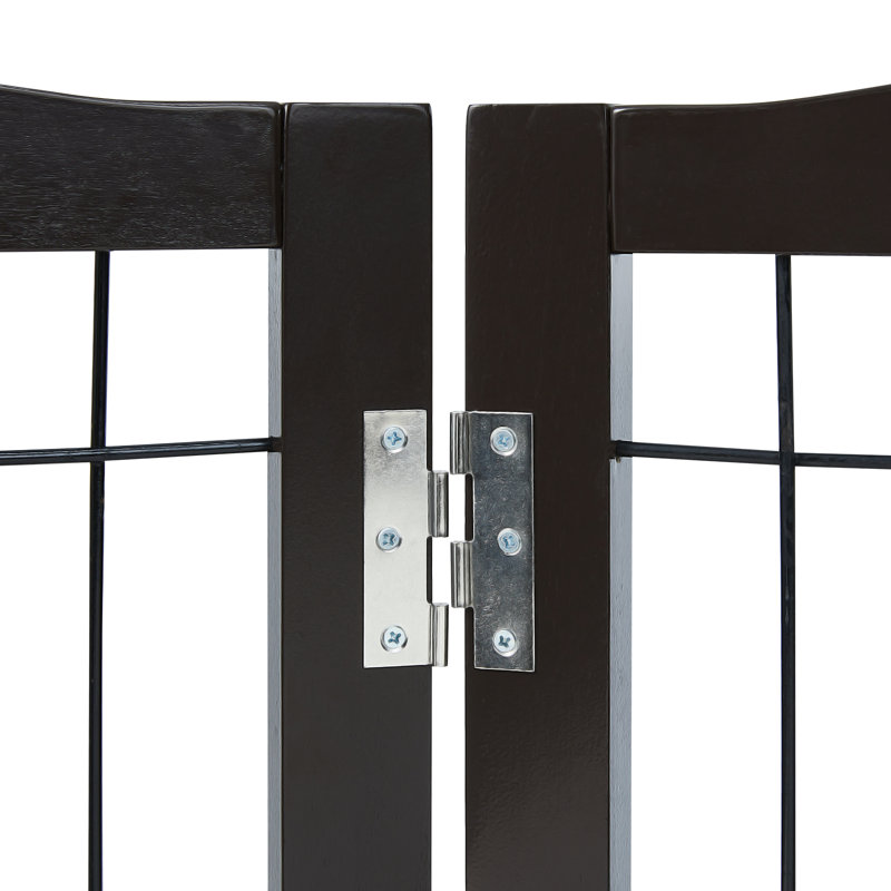 White Freestanding Solid Wood and Metal Pet Gate