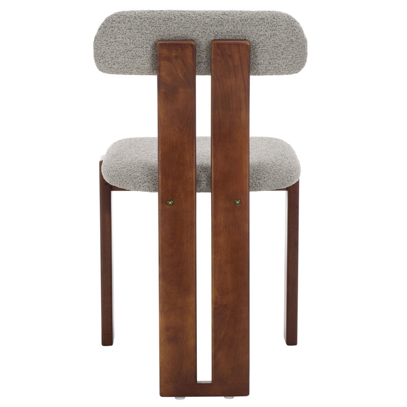 Cayde Boucle Dining Chair, Gray, Walnut