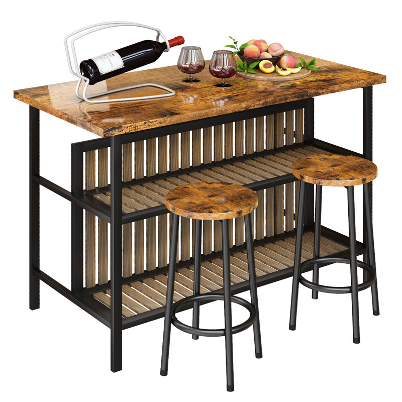 Jacarie 2 - Person Four Leg Dining Set, Rustic Brown