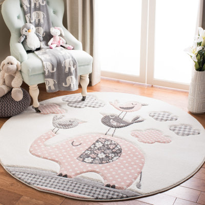 Tapis géométrique rose / ivoire Glantz