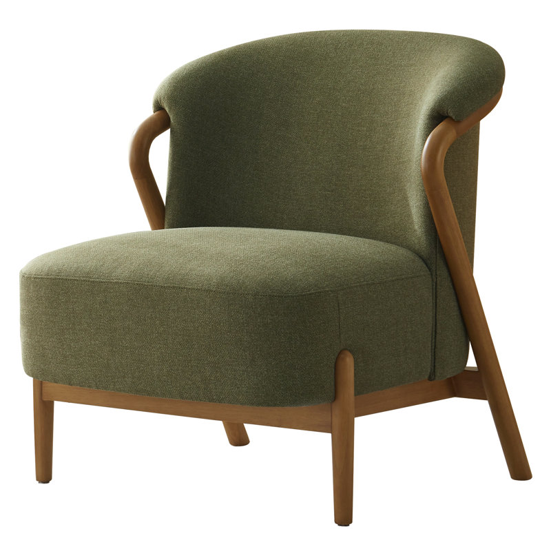 Deanda No Assembly Upholstered Solid Wood Armchair, Green