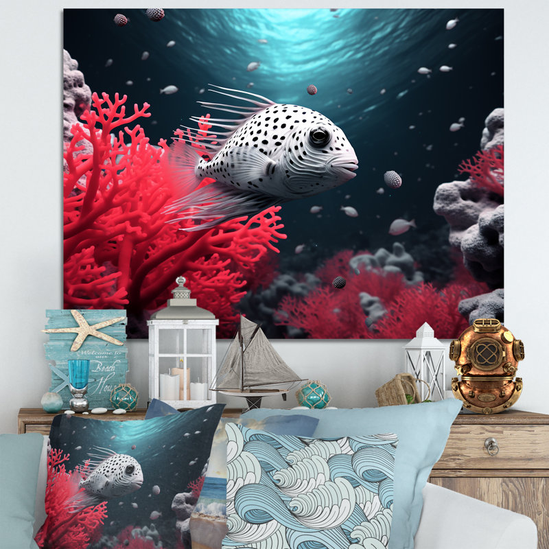 «The Graceful Pufferfish» sur toile, H 24 po x l 32 po x P 1 po, Toile tendue