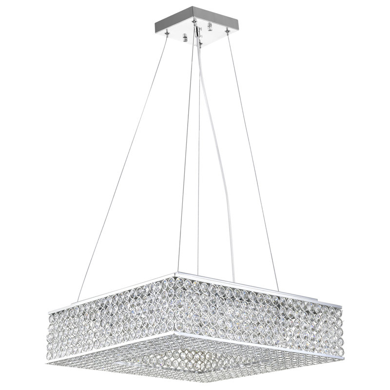Beckley 8 - Light Chrome Square/Rectangle Pendant, 78" H x 14" W x 14" D
