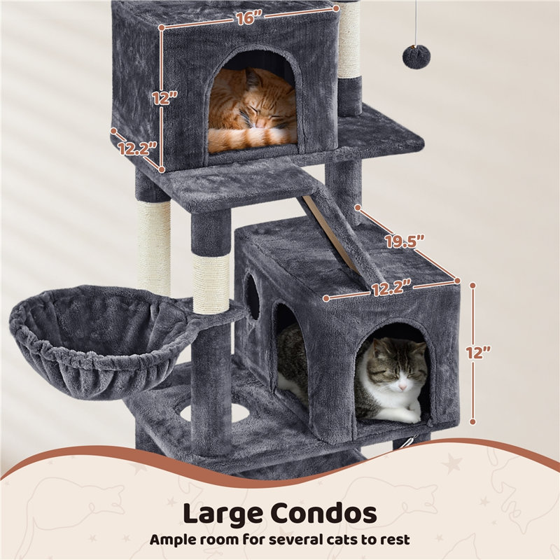 Grand arbre à chat multi-niveaux 71,5 pouces Dametra, Gris foncé