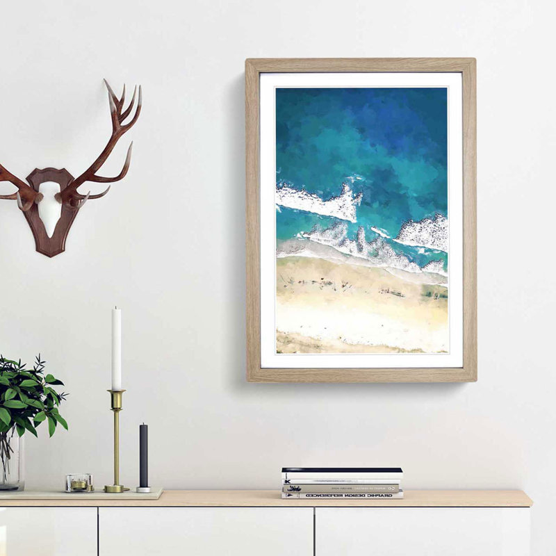 Blacks Beach in San Diego in Abstract - Picture Frame Graphic Art Print, 65cm H x 48cm W x 2cm D, Oak Framed