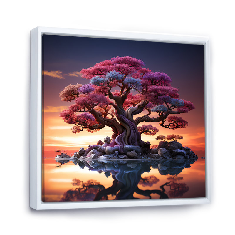 " Baobab Trees Enchanted Hues ", 24" H x 24" W x 1" D, White Floater Framed