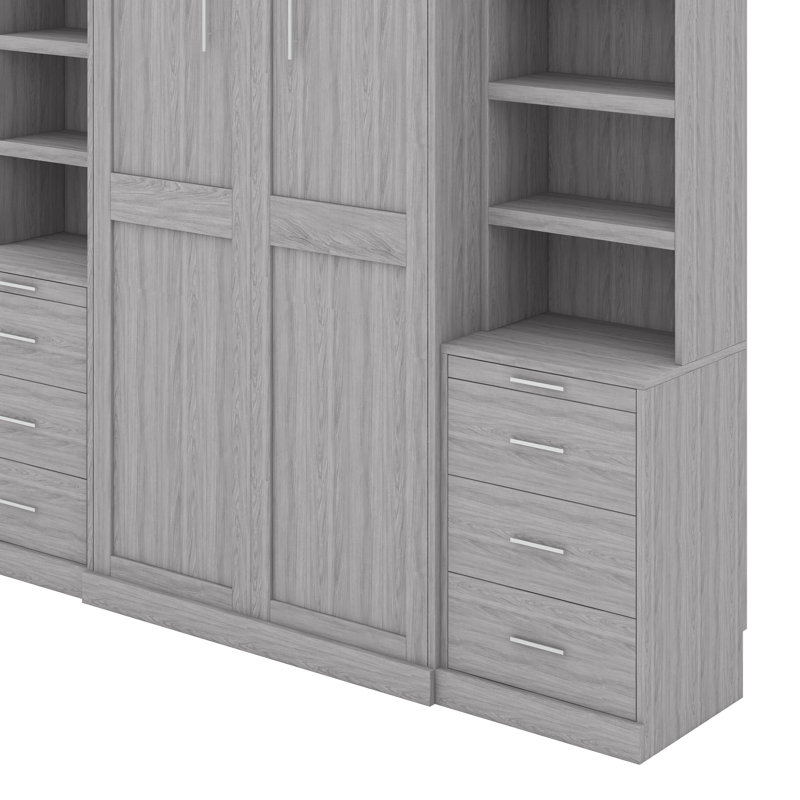 Lit escamotable double avec tablettes et tiroirs