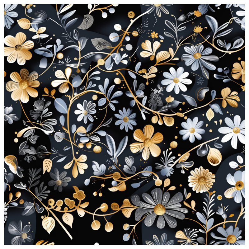 Édredon doré à motif floral, Très grand lit