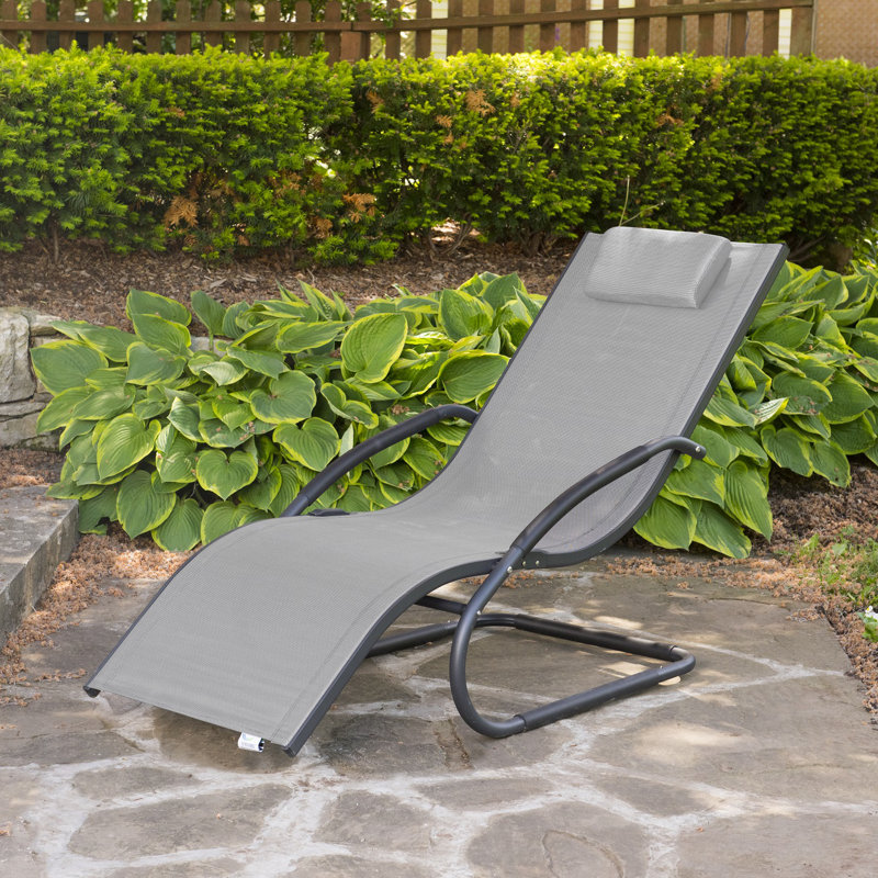 Chaise longue inclinable avec coussin Troxel, Gris