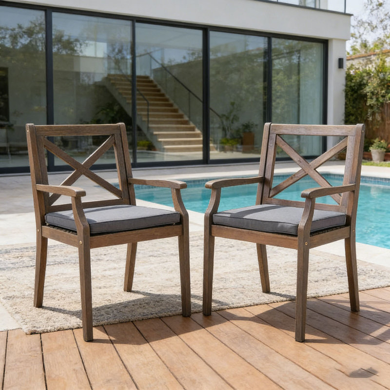 Chaise longue de patio 2 pièces, Gris