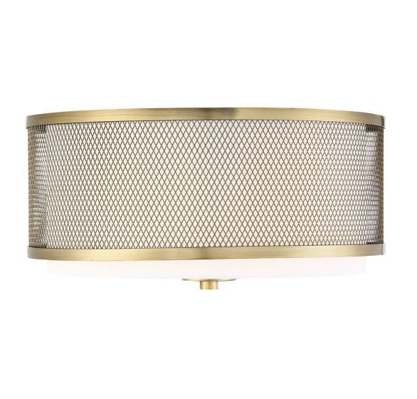 Penn 3-Light Flush Mount, Natural Brass