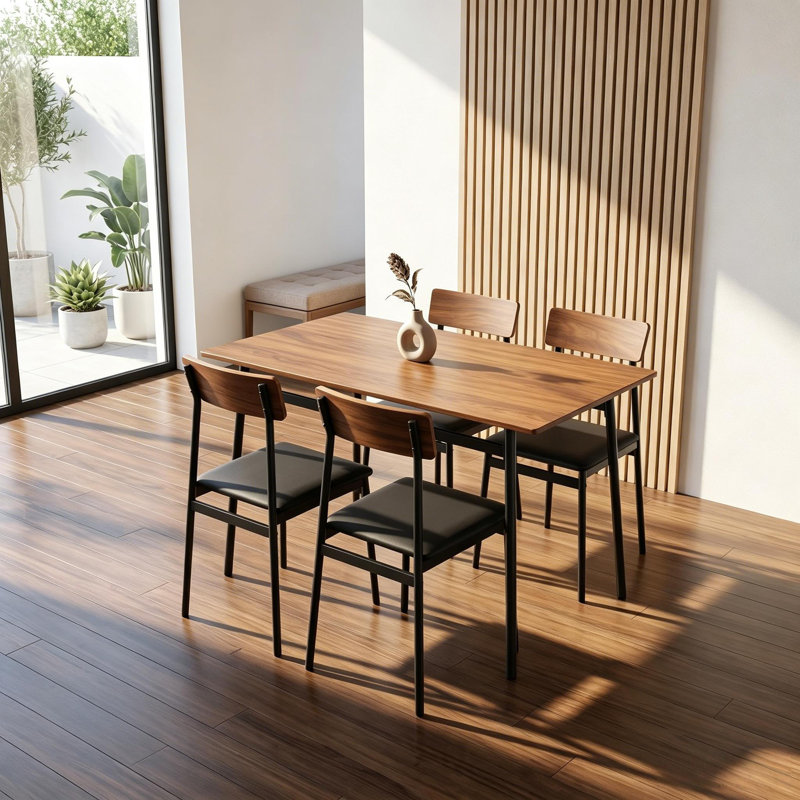 Ensemble de table de salle à manger pour 4 personnes avec chaises rembourrées en polyuréthane pour salle à manger et appartement