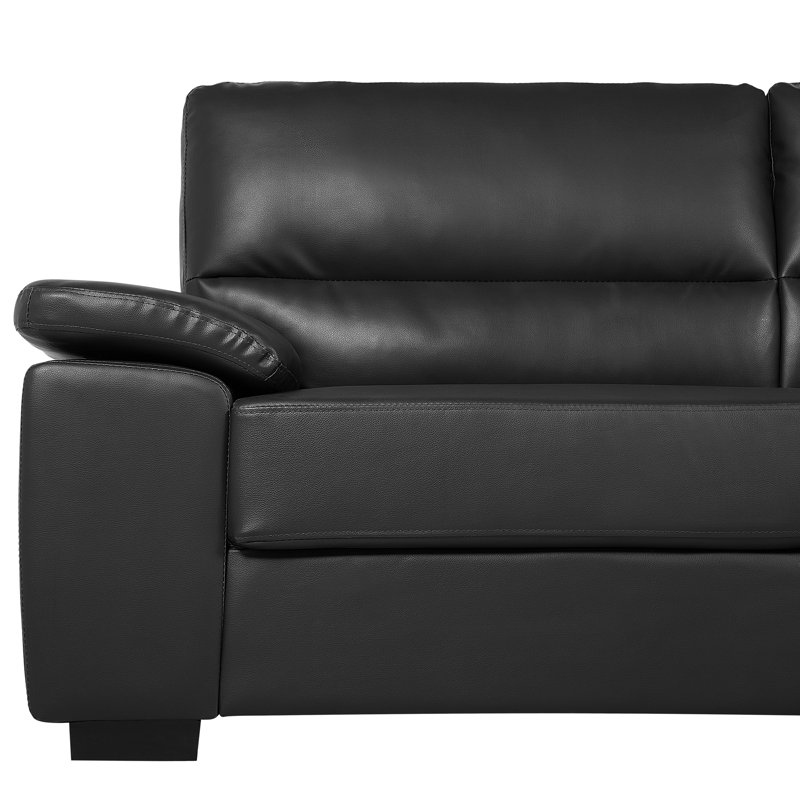 Milla 3 Seater Faux Leather Sofa, Black