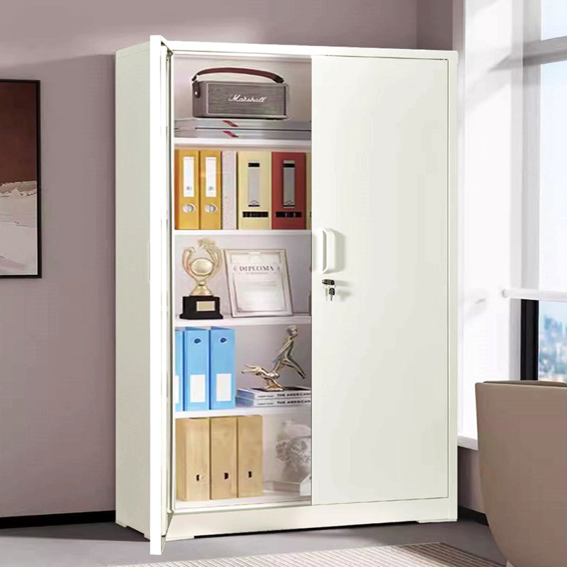 Container Furniture Direct Ironclad 71" Metal Storage Cabinet with Locking Doors and 4 Adjustable Shelves, Heavy-Duty Steel Cabinet for Garage, Laundry, Office, or Warehouse, Cream White