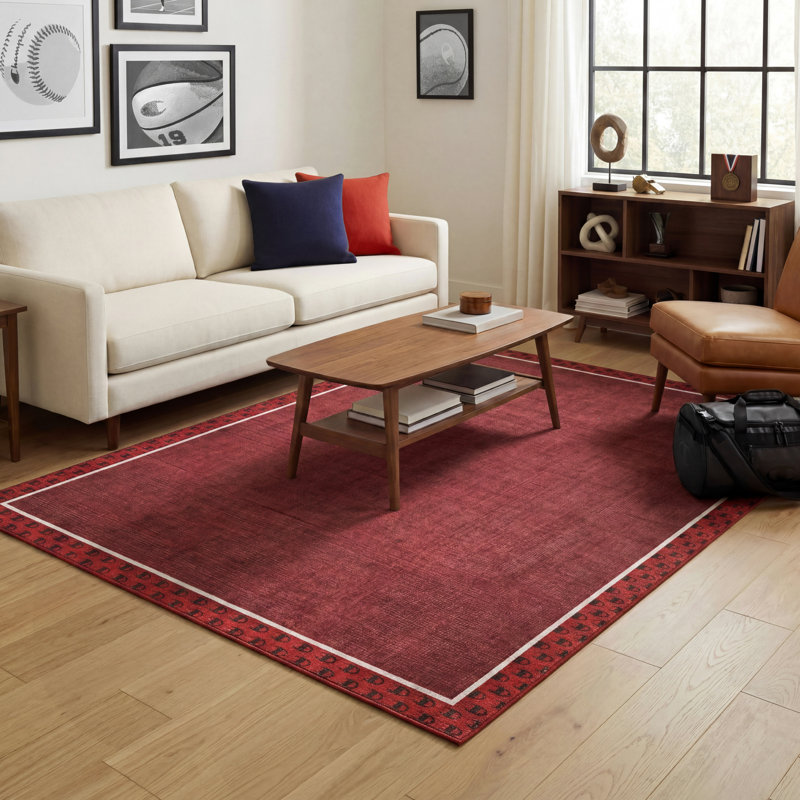 Tapis lavable imprimé Chenille Champion Carter, Red Multi, 5 pi x 7 pi