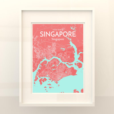 Singapore City Map In Maritime - No Frame Print