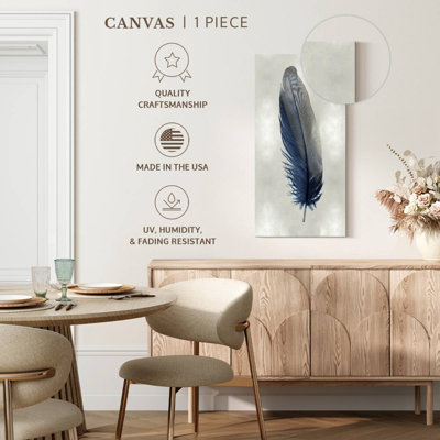 Blue Feather On Silver I