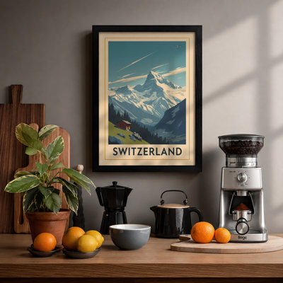 Postcard from Alpine Switzerland Vintage - Framed Print