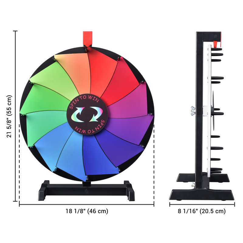 Roue de prix WinSpin 18 pouces - roulette de table avec marqueur effaçable à sec - jeu de carnaval pour salons, fêtes et événements en plein air