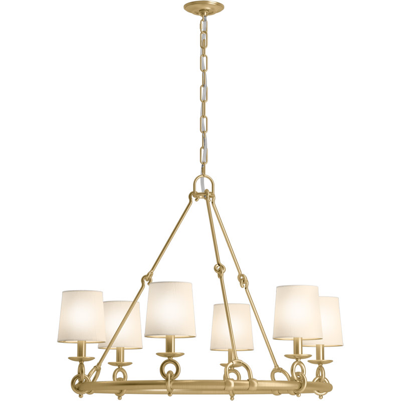 Terret™ 35.75" Six-Light Chandelier, Brushed Moderne Brass